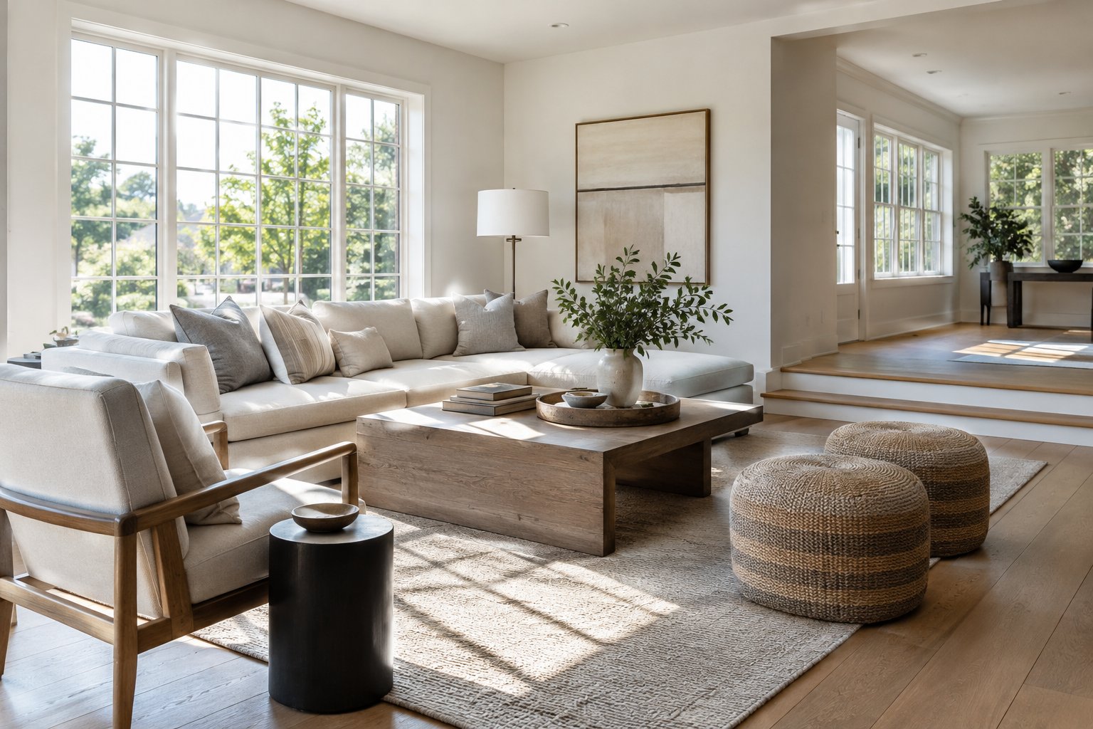 A bright living room, illustrative